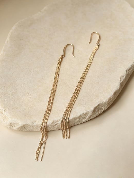 Long Chain Dangle Earrings Dainty Tassel Drop Linear Earrings Hypoallergenic Jewelry