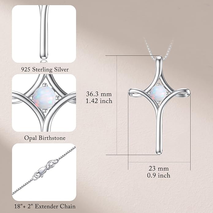 TOUPOP Cross Necklace for Women 925 Sterling Silver Birthstone Cross Pendant Fine Jewelry Anniversary Birthday Mothers Day Gifts for Mom Wife Her