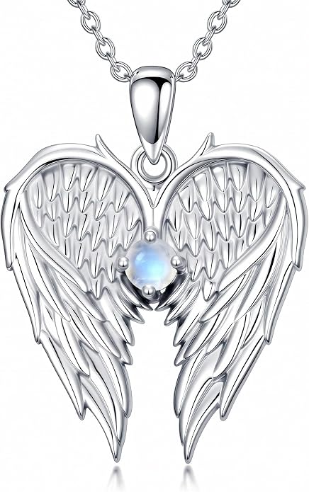 Dorunmo Guardian Angel Wing Pendant Birthstone Heart Necklace Birthday Jewelry Gifts for Women Mom Wife Daughter