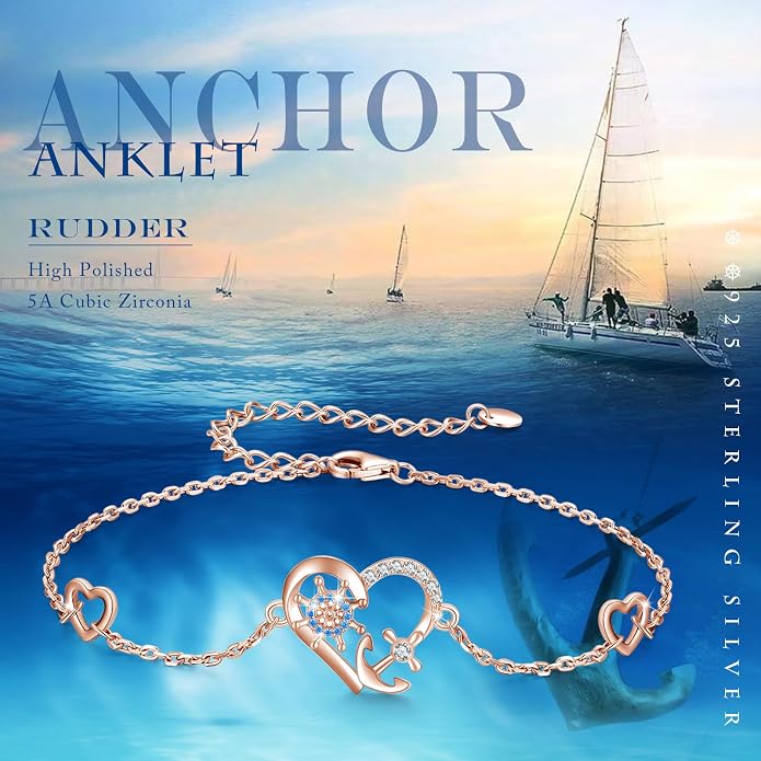 MEDWISE Multicolor Anchor Ankle Bracelets 925 Sterling Silver Anchor Jewelry Adjustable Anklet Summer Beach Jewelry for Daughter Women Wife Mom Christmas Gifts 2025