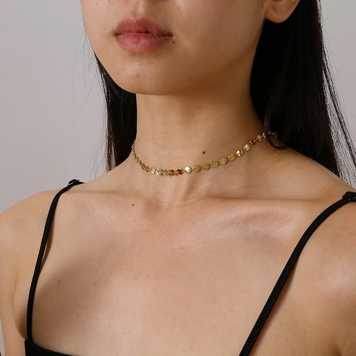 Gold Chain Necklace for Women Dainty Simple Satellite Beaded Twisted Chain Choker Necklace Everyday Jewelry Christmas Gifts