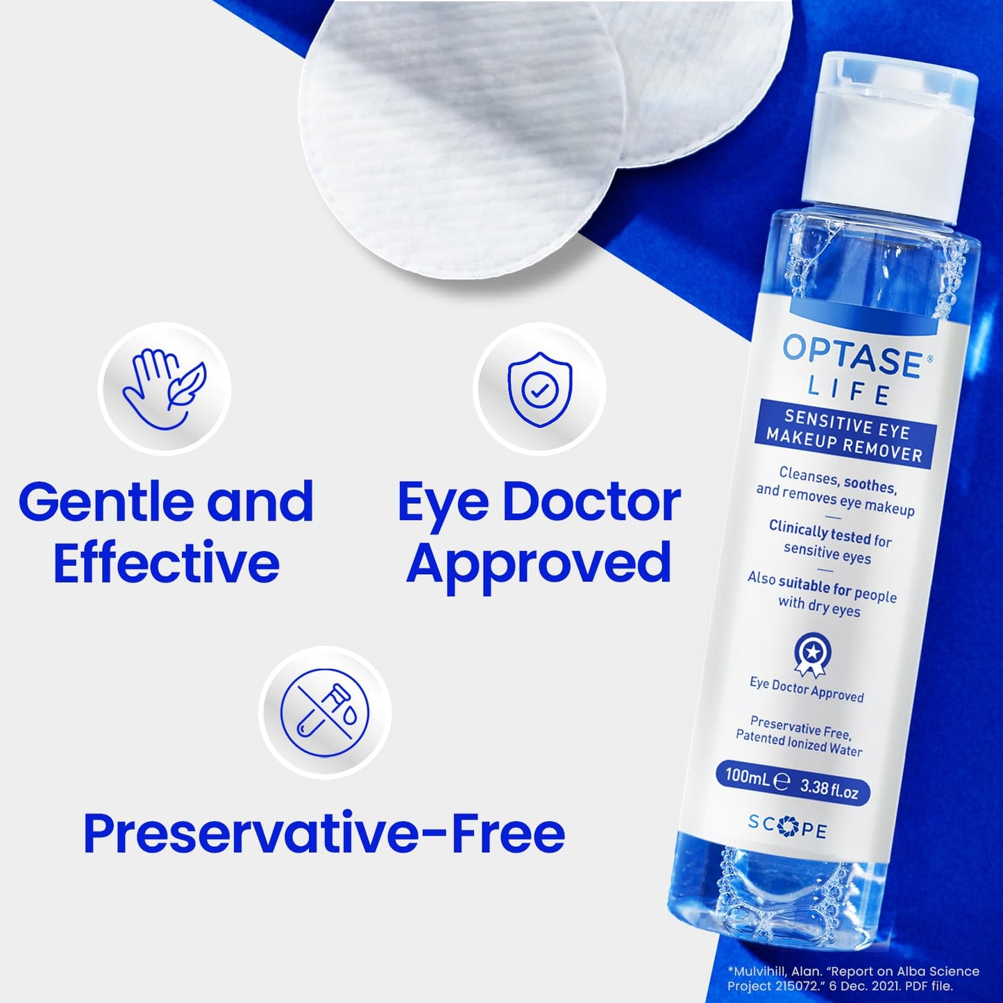 Optase Life Sensitive Eye Makeup Remover – Gentle & Effective for All Skin Types - Breakthrough Innovation vs Traditional Micellar Water - 100ml