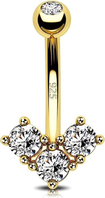 925 Sterling Silver Belly Button Rings 14G Heart Belly Navel Rings for Women Cute Navel Piercing Jewelry