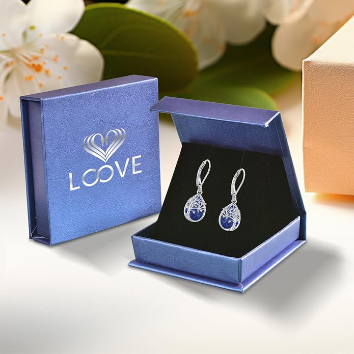 Tree of Life/Cat/Turtle/Butterfly/Flower/Celtic/Turquoise/Moonstone Dangle Earrings for Women Sterling Silver Cute Animals Drop Earrings Jewelry Gifts