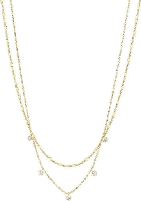 PAVOI 14K Gold Plated Dainty Layering Necklaces for Women | Snake Chain, Curb Link, Paperclip Layered Chains | Trendy Layering Necklace
