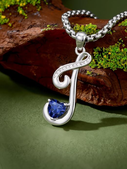 Birthday Gifts for Women Alphabet A to Z Initial Birthstone Pendant Necklaces for Women - 18k White Gold Plated Personalized Name Jewelry Anniversary Graduation Gifts for Wife Her Daughter Girlfriend(with Gift Box)