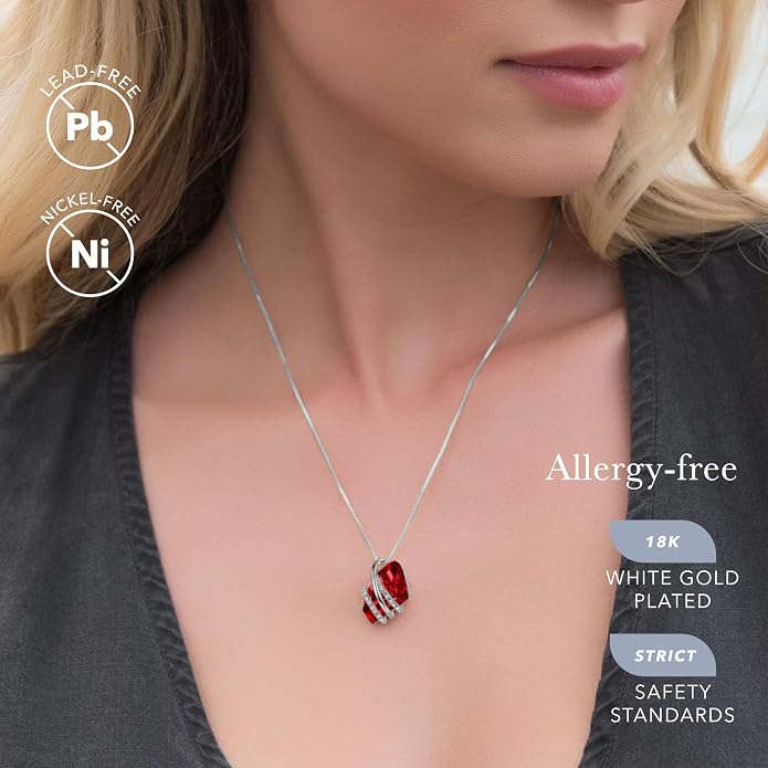 Leafael Wish Stone Pendant Necklace with Birthstone Crystal, 18K Rose Gold Plated/Silvertone, 18" + 2"
