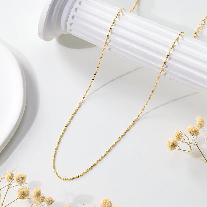 BAYLAY Gold Chain Necklace for Women - 18K Gold Plated Necklace Chain Dainty Gold Necklace for Women Gold Chain Gold Necklace Gold Jewelry Gifts Size 16/18/20/22/24/26 Inch