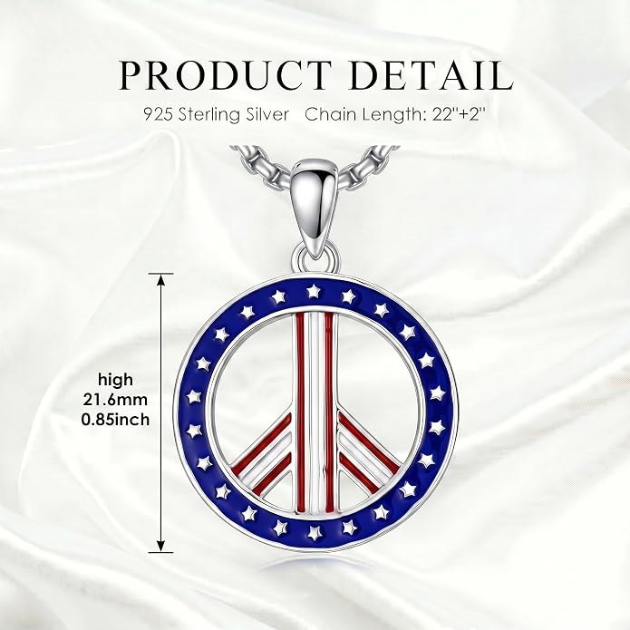 S925 Sterling Silver Poseidon Trident/Peace Sign/Coexist Peace Symbol/Pirate/Arrowhead/Flower of Life/Thor's Hammer Jewelry Necklace Gifts for Women Men