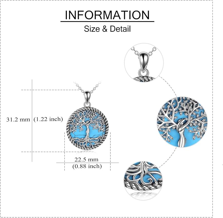 ONEFINITY Tree of Life Necklace for Women Sterling Silver Abalone Shell Crystal Tree of Life Pendant Necklace Family Tree Jewelry for Mom Daughter Sister Girls Christmas Gifts