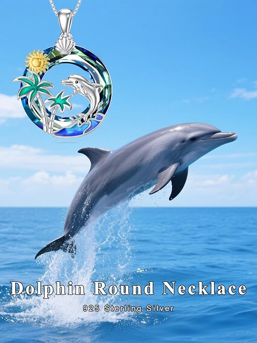 Midari Ocean Necklace 925 Sterling Silver Flamingo Mama Bear Dolphin Penguin Sea Turtle Axolotl Desert Cactus Nautical Rudder Tropical Palm Compass Wave Pendant Boho Jewelry Gifts for Women Men