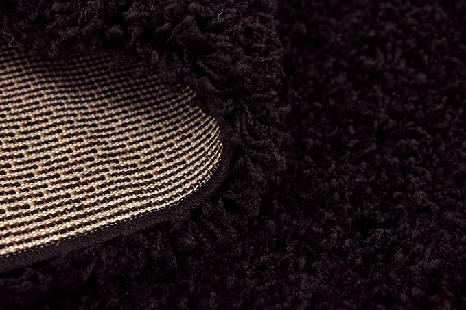 Unique Loom Solid Shag Collection Area Rug (8' Square, Jet Black)