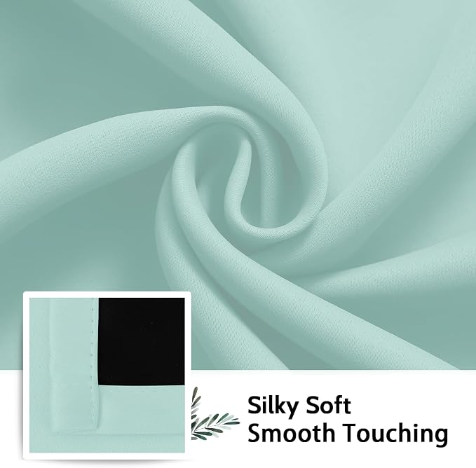 SimpleHome Aqua 100% Blackout Curtains Room Darkening Living Room 72 Inch | Curtains for Bedroom,Thermal Insulated Grommet Window Drapes,Curtains for Living Room with Black Back,52 x 72 Inch,2 Panels