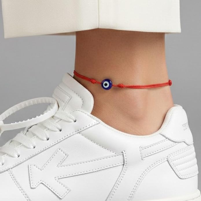 Evil Eye Red Cord Anklet Bracelet for Women Men Teen – Adjustable Waterproof String Ankle Jewelry for Protection & Good Luck, Minimalist Unisex Beach Accessory