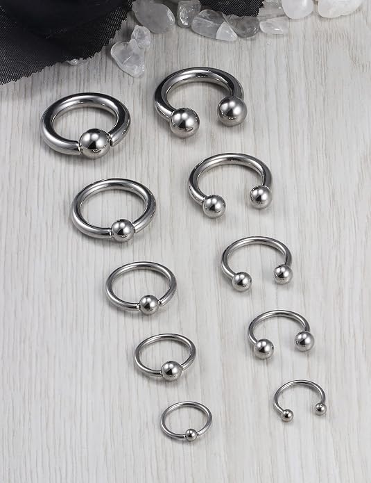 6G 8G 12G 14G 16G PA Ring Horseshoe CBR Circular Barbell 316L Surgical Steel Internally Threaded Pierced Body Jewelry for Women Inner Diameter:10mm 12mm 14mm 16mm