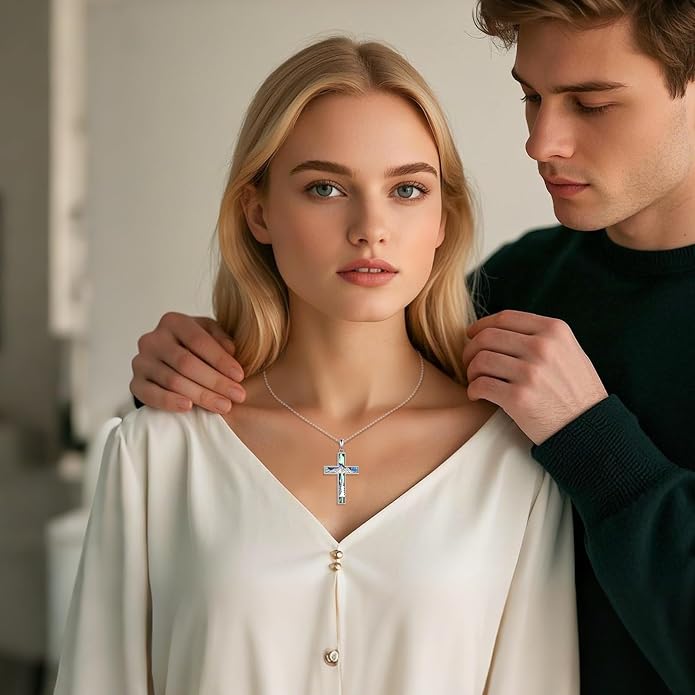 Cross Necklace 925 Sterling Silver Cross Faith Pendant Christian Jewelry Gifts for Women Men