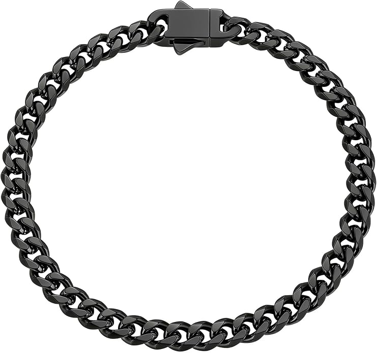Fiusem Mens 14K Gold Plated Bracelets for Men, Stainless Steel Cuban link Bracelet for Men