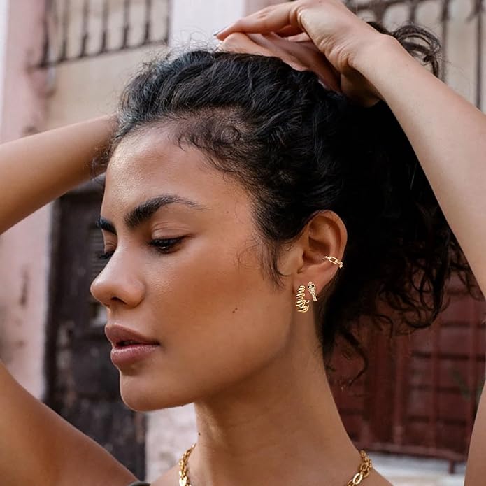 MYEARS Women Ear Cuff Earring Gold Non Pierced Ear Cartilage Clip on Wrap Hoop 14K Gold Filled Tiny Boho Beach Simple Minimalist Delicate Handmade Hypoallergenic Jewelry Gift-Sold as Single/Pair