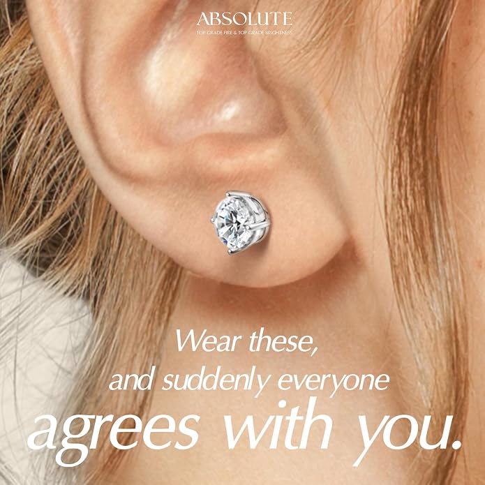 Moissanite Earrings, Hypoallergenic Flat Back Earrings for Women Men, Screw On Studs 925 Sterling Sliver Cartilage Earring for Sensitive Ears 4mm Short Post