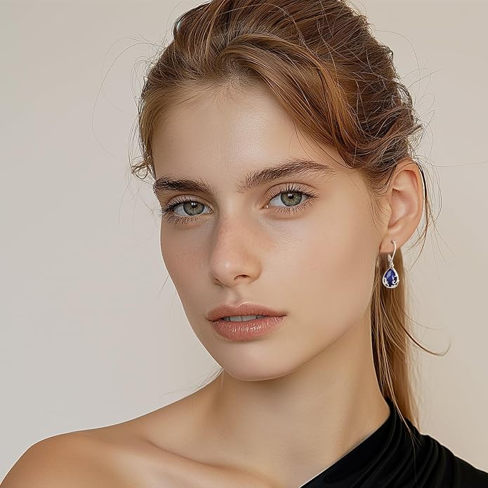Dangle Earrings Sterling Silver Moonstone/Turquoise/CZ/Crystal Earrings for Women Tree of Life Animal Filigree Leverback Earrings Jewelry Gifts