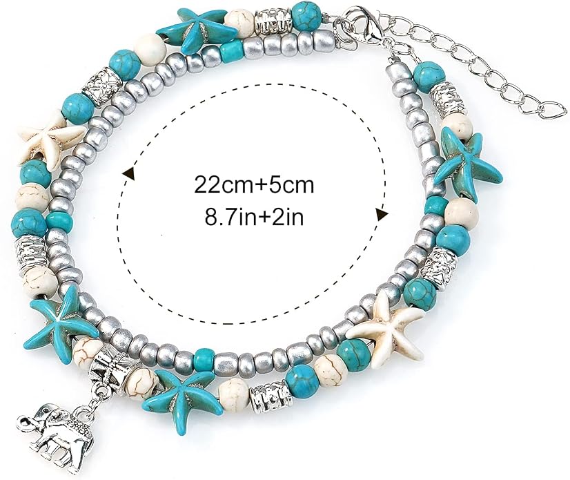 Suyi 5pcs Ankle Bracelets for Women Layered Beach Adjustable Anklets Boho Chain Anklet Foot Jewelry