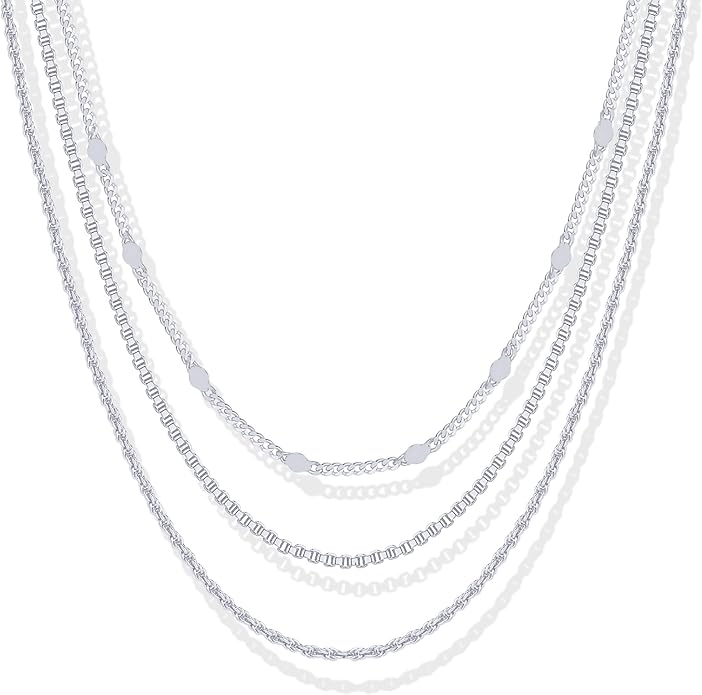 PAVOI 14K Gold Plated Dainty Layering Necklaces for Women | Snake Chain, Curb Link, Paperclip Layered Chains | Trendy Layering Necklace