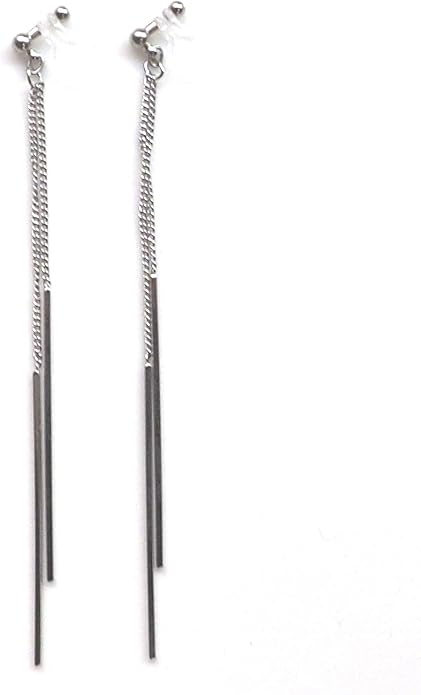 Comfortable Stick Invisible Clip On Earrings Gold Dangle Long Waved Threader Bar Clip-On Non Pierced Earrings Silver For Women,…