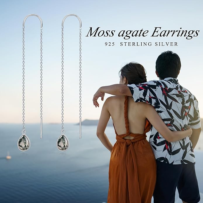 Teardrop Earrings Threader Earrings 925 Sterling Silver Droplet Jewelry Drop Dangle Long Charm Earrings for Women Girls Birthday Gifts