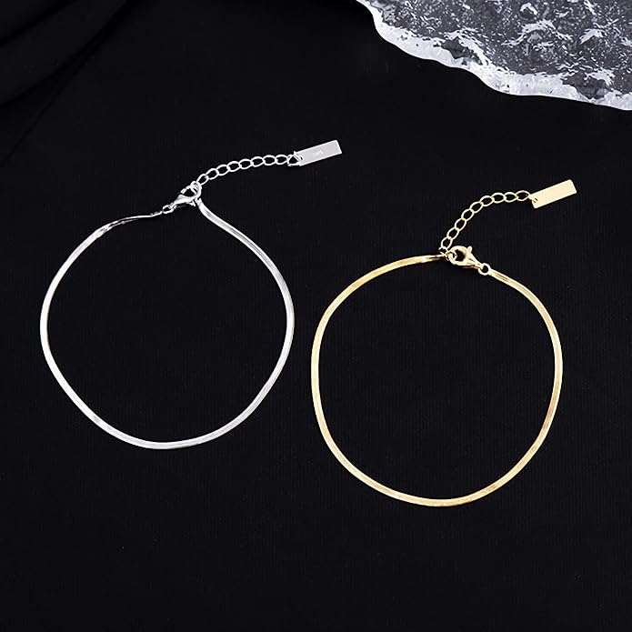Gold Anklets Bracelets for Women,925 Sterling Silver Waterproof Dainty Heart Anklet Snake Chain Link 14K Gold Plated Non Tarnish Ankle Chain Summer Beach Foot Jewelry Graduation Wedding Gifts