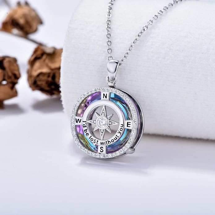 Compass Necklace for Women Graduation Gifts 925 Sterling Silver Celtic Knot Compass Pendant Graduation Jewelry Inspirational Travel Gifts for Women