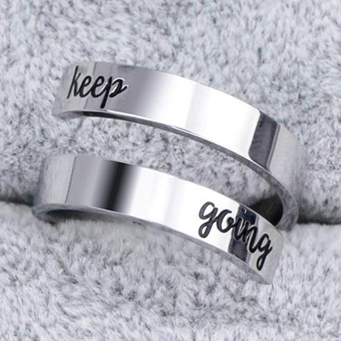 Inspirational Rings for Women Statement Stainless Steel Spiral Wrap Twist Ring Encouragement Personalized Jewelry Birthday Gifts