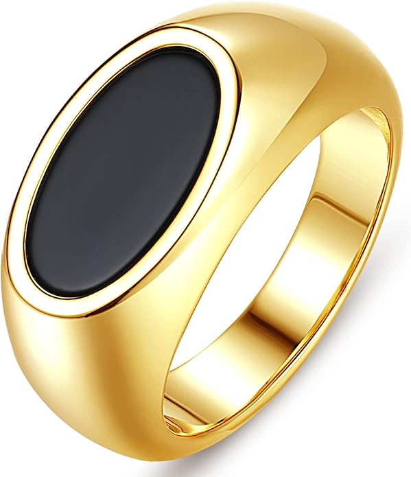 18K Gold Plated Women's Starburst Signet Ring - Minimalist Mother of Pearl Statement Piece