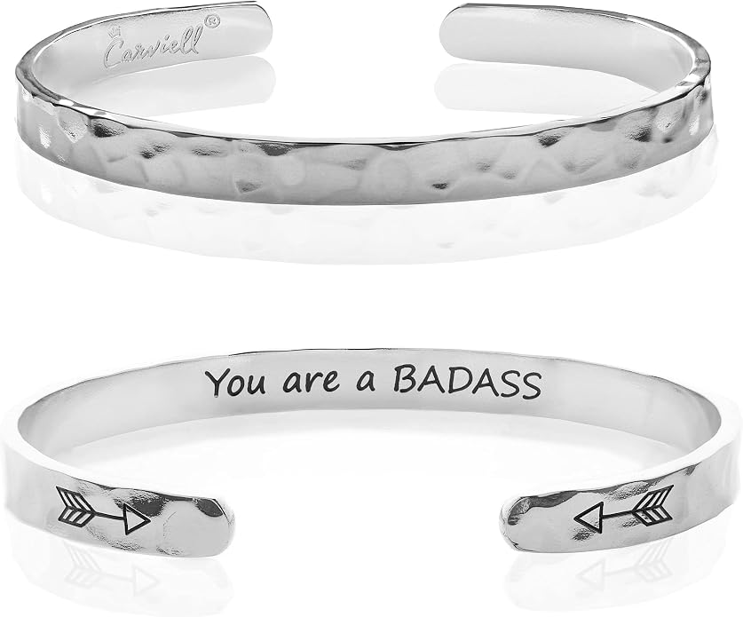 Carviell Bracelet - Gifts for Women – Inspirational, Friendship, Love, Mom, Daughter, Sister, Christian, Graduation, Memorial & Wedding Gifts – 100+ Phrases – Stainless Steel, Gift-Ready