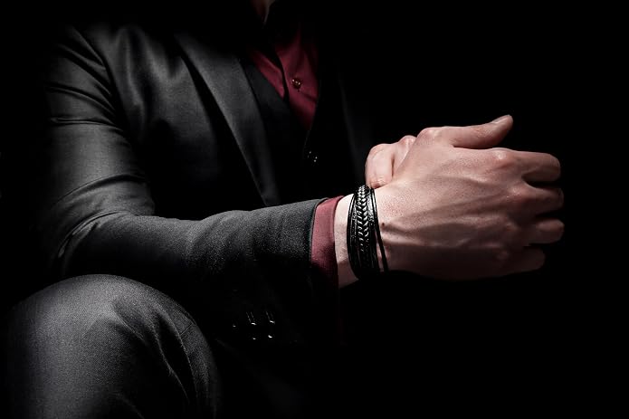 SERASAR | Premium Leather Bracelet [Braid] for Men in Black & Brown | Various Lengths | Magnetic Stainless Steel Clasp | Exclusive Jewellery Box | Great Gift Idea for Men