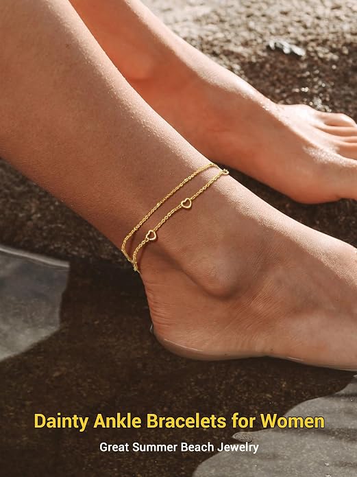 PROSTEEL Gold/Silver Anklets for Women Waterproof, 14K Gold Plated Ankle Bracelet Non Tarnish, Jewelry Gifts Adjustable