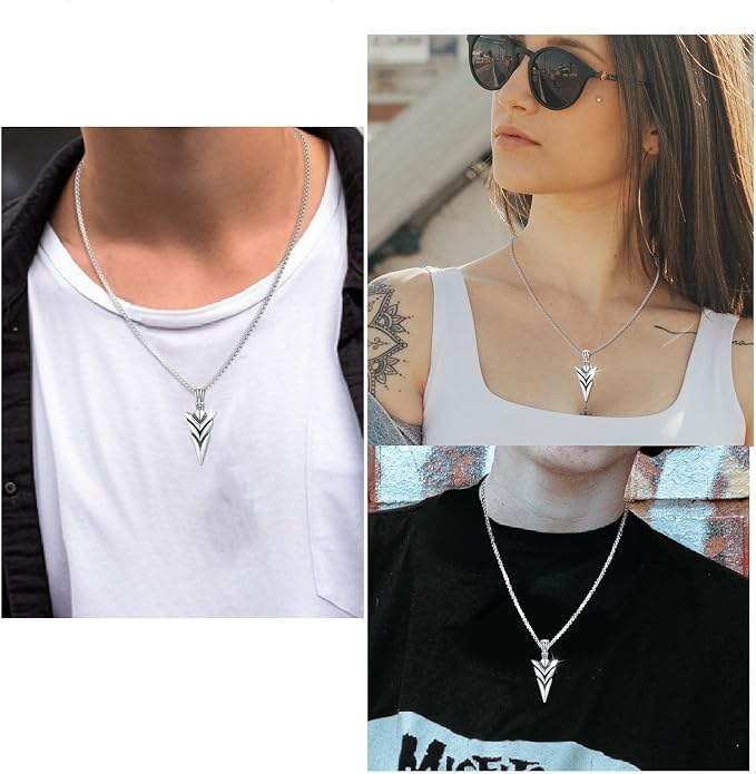 Viking Necklace for Men 925 Sterling Silver Raven Skull/Wolf/Spear Point Arrowhead/Africa Map Necklace Bird Norse Animal Ancient Protection Amulet Talisman Goth Jewelry for Men Women