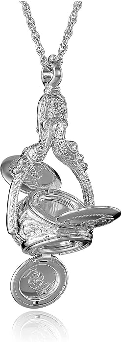 1928 Jewelry 3 Sided Flower Spinner Picture Locket Pendant Necklace For Women 30", Ladies Vintage Style Photo Keepsake, Made In USA