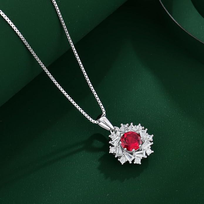 Birthstone Necklace 925 Sterling Silver Round 5A Cubic Zirconia Pendant Necklace Jewelry Birthday Gifts for Women