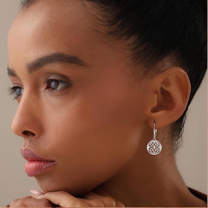 Charmsy 925 Sterling Silver Filigree Earrings for Women | Lightweight Diamond-Cut Openwork Leverback Dangle Earrings | Romantic Jewelry Gifts for Women