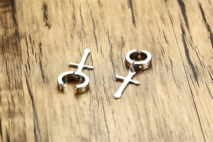 VNOX Unisex Vinatge Stainless Clip On Earrings Non Piercing Feather Charm Dangle Hinged Stud Earrings for Men Women Teen