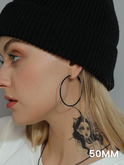 KeyStyle Gold Hoop Earrings for Women, Stainless Steel Hoops Earring Lightweight Loops, 2 mm Thick Hypoallergenic Circle Endless Thin Hoop (20/30/40/50/60/70/80/90/mm)