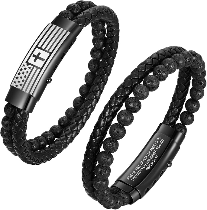 VNOX Men's Inspirational Mantra Engarved Handmade Braided Leather Adjustable Cuff Bangle Bracelet Encouragement Motivational Gift for Men