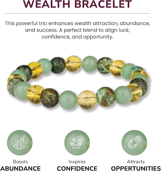 Crystal Vibe - Healing Crystal Bracelet for Women & Men | Natural Gemstone Bead Bracelet | Adjustable Handmade Energy Stone Bracelet | Bracelet for Meditation, Yoga & Daily Wear | Multiple Types