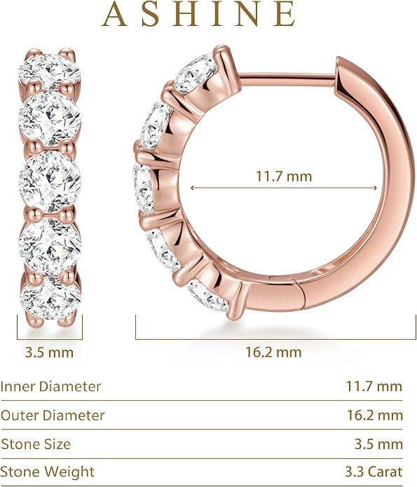 ASHINE 14K Gold Plated 925 Sterling Silver Post Pave Cubic Zirconia Hoop Cuff Huggie Earrings Jewelry for Women Girls