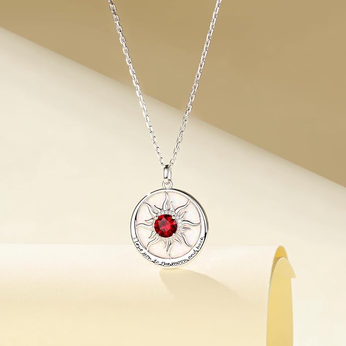 FANCIME Sunflower Necklace with Engraved Messgae 925 Sterling Silver Opal Gemstone Pendant Fine Jewelry Anniversary Birthday Gifts for Women Mom Wife Her, Chain Length 16+2 Inch