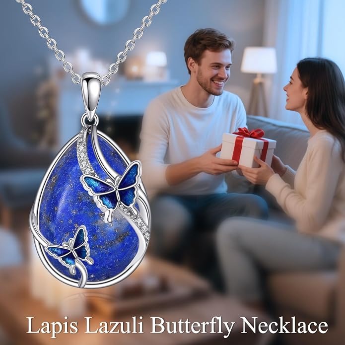 KQF Dragonfly/Butterlfy/Cat/Jellyfish/Bunny/Axolotl/Bee/Mermaid/Hummingbird/Elephant Necklace for Women Sterling Silver Moonstone Pendant Necklace Dragonfly Jewelry Gifts for Women