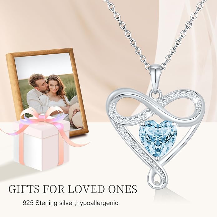 925 Sterling Silver Infinity Necklace - Exquisite Silver Jewelry for Women, Love Heart Necklace for Birthday, Anniversary, Valentine’s Day - Ideal Gift for Girlfriend, Wife, Mom, or Her