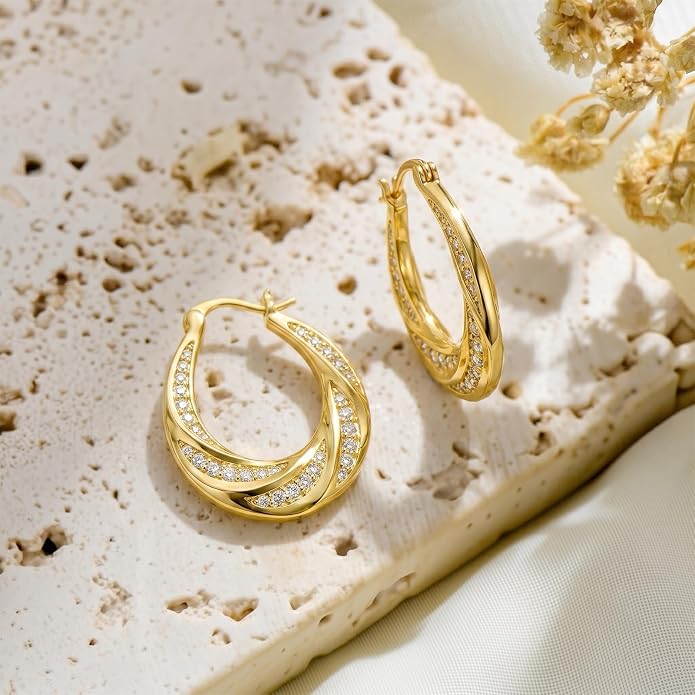 Gold Dainty Hoop Earrings for Women Hypoallergenic Lightweight 14K Gold Huggie Earrings Jewelry Valentines Day Gifts for Wife Girlfriend Her