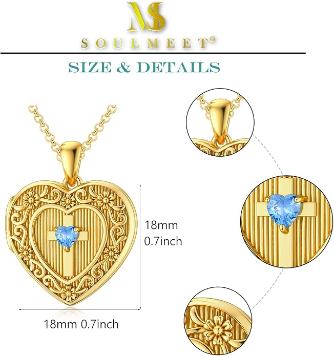 SOULMEET Personalized Silver Locket Necklace That Holds Pictures Photo Keep Someone Near to You, Memorial Custom Lockets Necklaces Letters Engraving for His Her