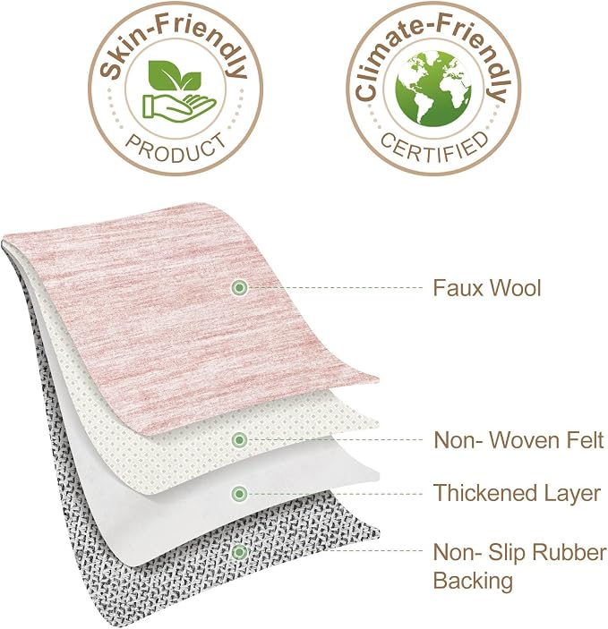Nakagishi 5X7 Area Rugs Living Room: Washable Large Vintage Rug Neutral Non-Slip Soft Stain Resistant Indoor Carpet for Bedroom Nursery Dining Room Office Playroom - Pink-01